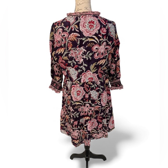 CHARLEE Boho Floral 100% Cotton Dress Size M | Handblock Style | Pockets - Picture 4 of 10